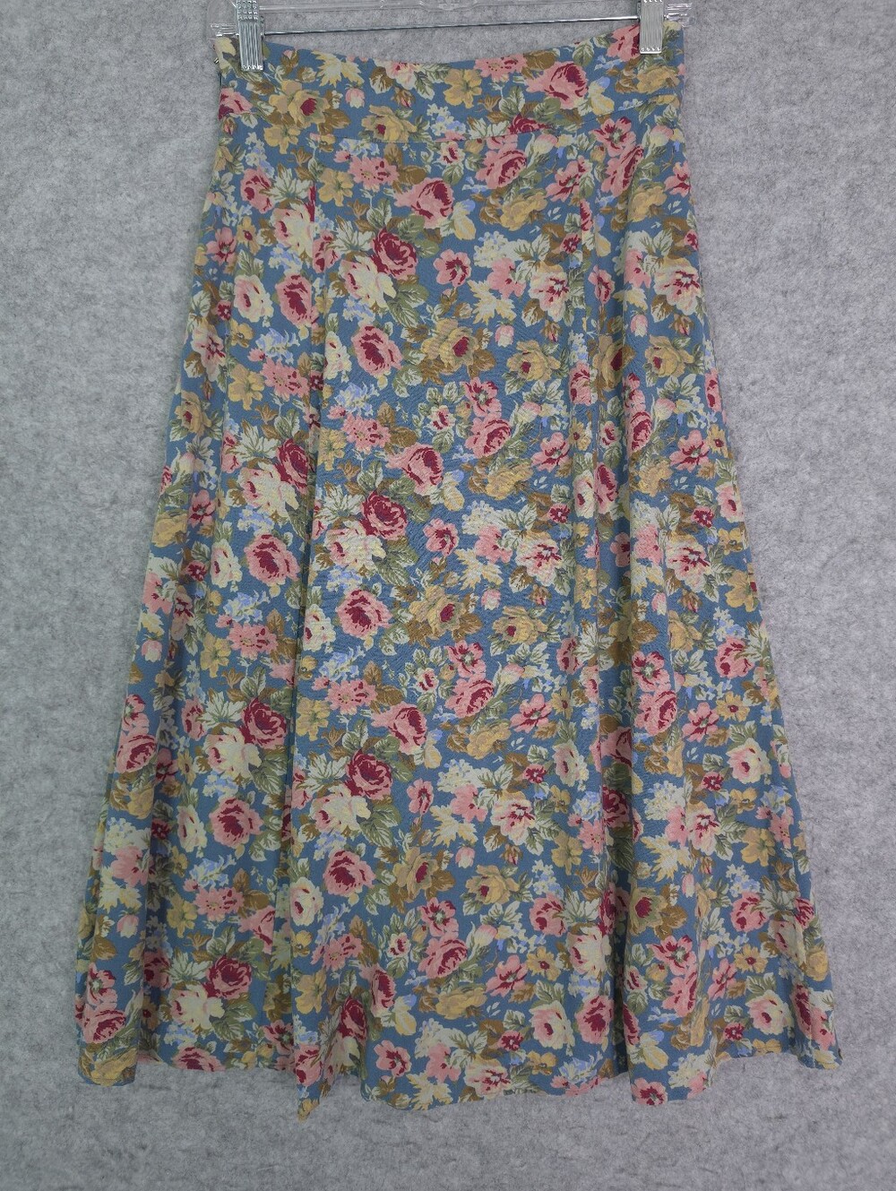 Sézane Jade Blue Floral Pleated Midi Skirt Viscose Size 36 / 4 - Picture 5 of 10